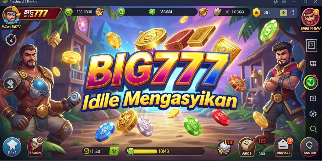 Screenshot gameplay BIG777 menampilkan karakter lucu dan mekanisme pengumpulan sumber daya.