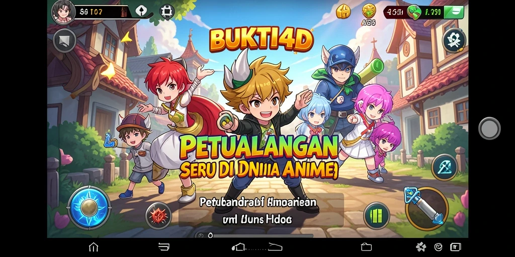 Tampilan gameplay menarik dengan karakter anime yang berwarna-warni.