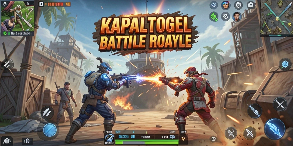 Gameplay KAPALTOGEL dalam pertarungan Battle Royale yang intens.