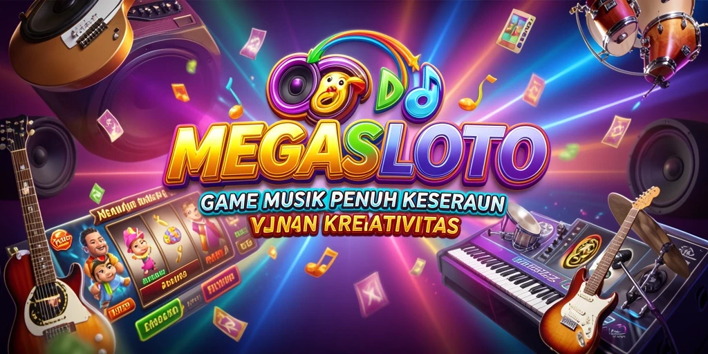 Tampilan menarik dari gameplay MEGASLOTO yang penuh musik.
