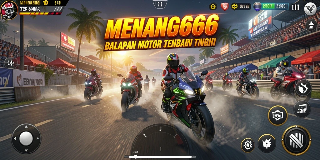 Tampilan gameplay seru dengan motor balap mendebarkan.
