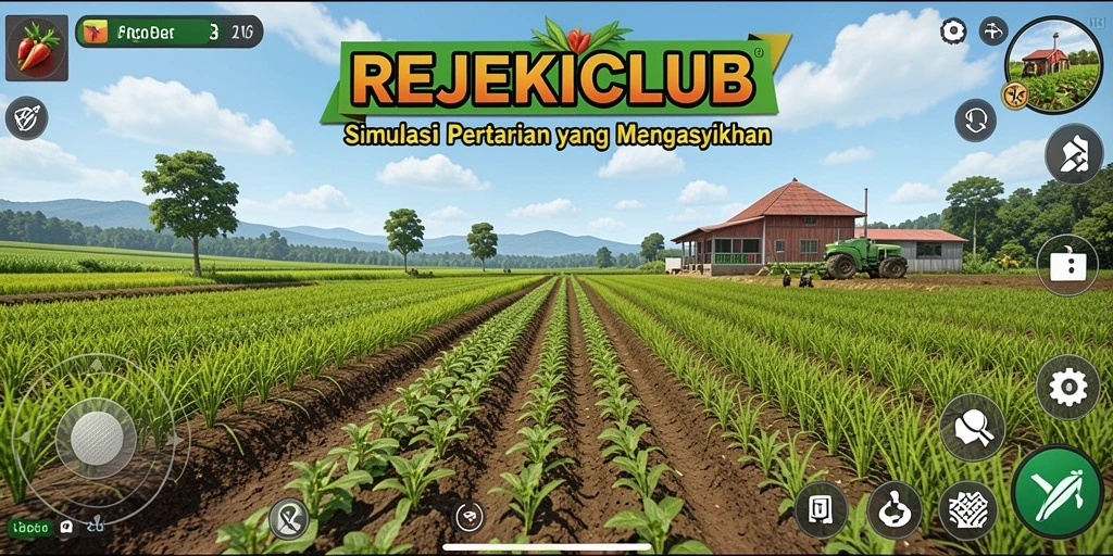 Tampilan gameplay pertanian yang menarik dalam REJEKICLUB.