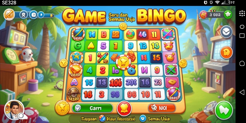 Tampilan screenshot SE328 menampilkan gameplay Bingo yang seru.