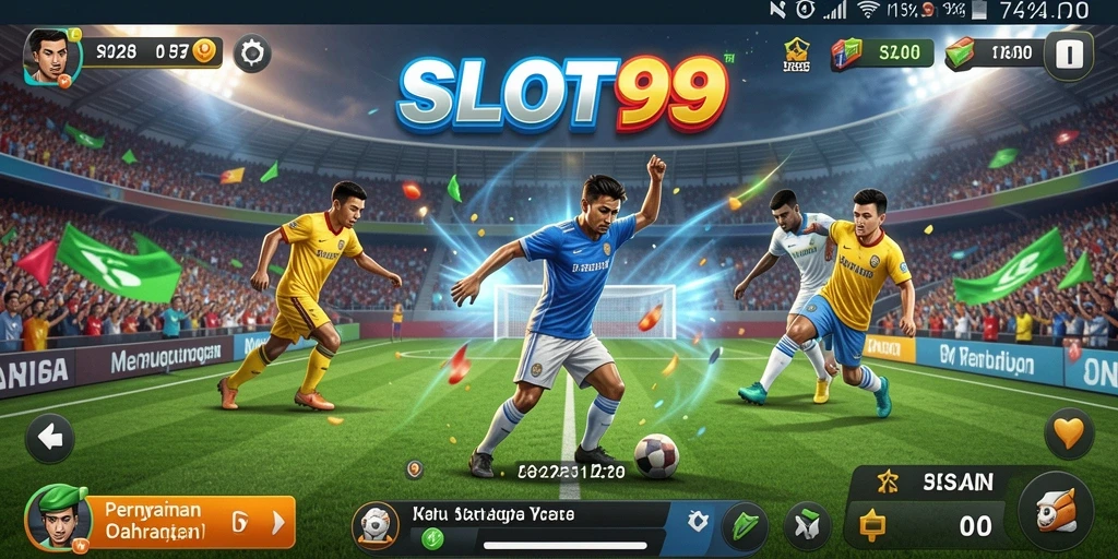 Tampilan screenshot utama SLOT99 dengan aksi olahraga yang mengesankan.